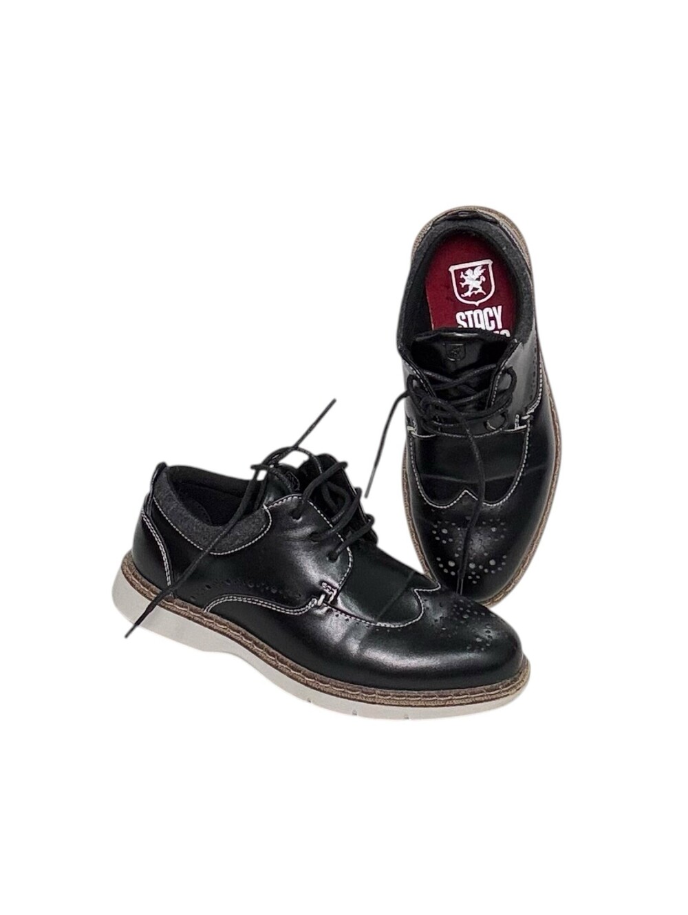 Stacy Adam’s KIDS SYNERGY Black Wingtip Lace Up Dress Sneaker Size 13